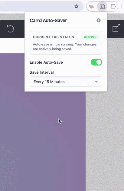 Screen recording of Carrd Auto-Save browser extension