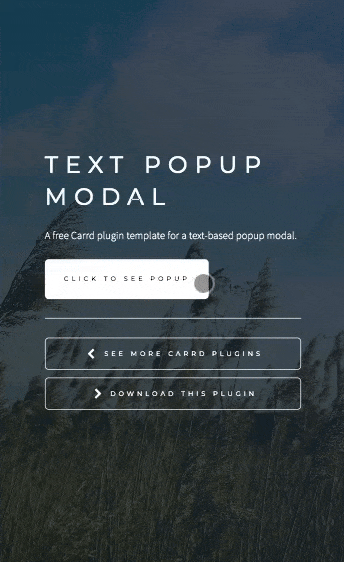 Screen recording of text popup modal plugin in Carrd