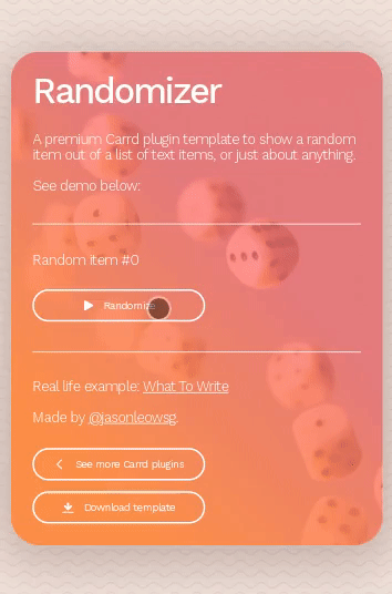 Screen recording of randomizer Carrd plugin