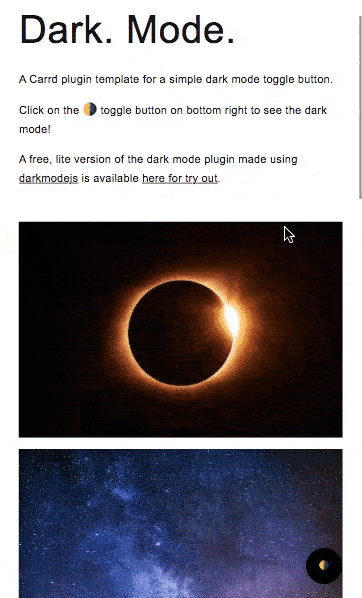 Screen recording of dark mode pro Carrd plugin
