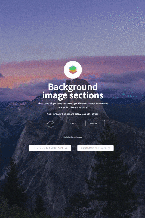 Screen recording of background image sections Carrd plugin