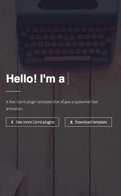 Screen recording of typewriter text Carrd plugin