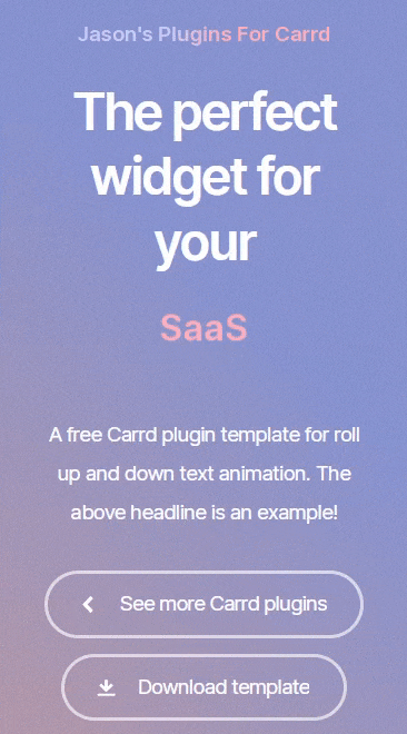 Screen recording of roll up text animation Carrd plugin