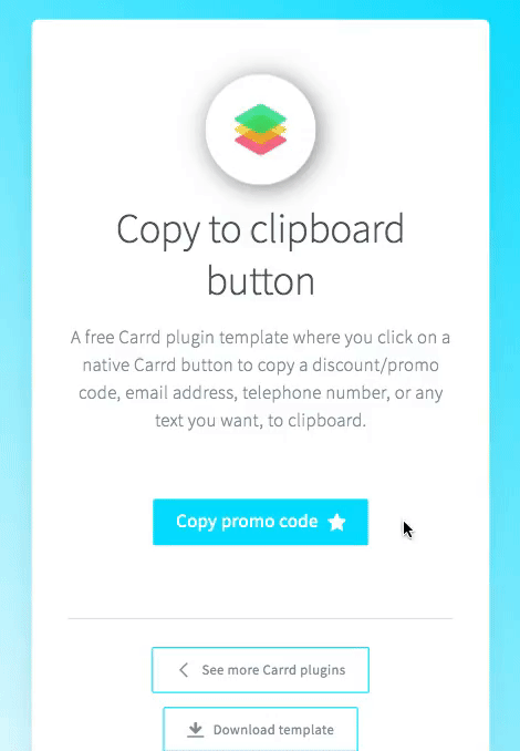Screen recording of copy to clipboard Carrd plugin template