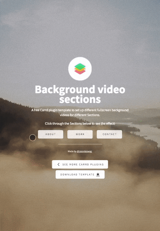 Screen recording of background video sections Carrd plugin template