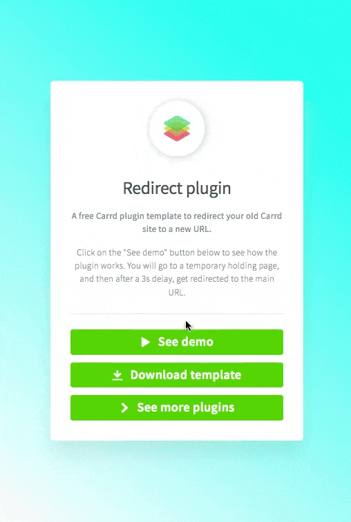 Screen recording of redirect Carrd plugin template