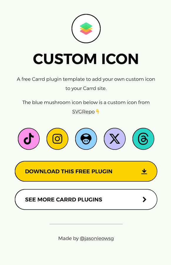 Screenshot of custom icon Carrd plugin