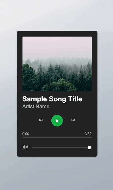 Screen recording of custom audio player Carrd plugin template