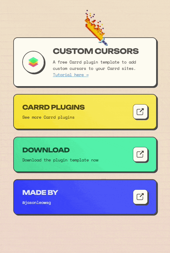 Screen recording of the custom cursors Carrd plugin template - https://customcursors.carrd.co