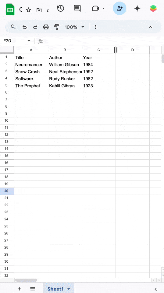 Screenshot of Google Sheets to Carrd table plugin Carrd template