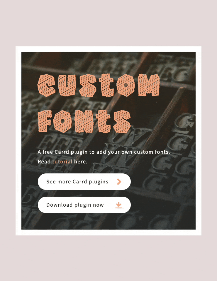 Screenshot of custom fonts plugin Carrd template