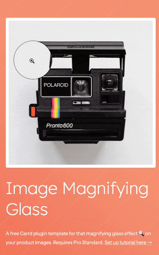 Screen recording of the image magnifying glass Carrd plugin template - https://imagemagnifyingglass.carrd.co